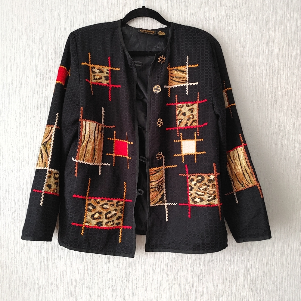 Allure Black Color Patched Blazer Size M
